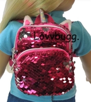 Pink Magic Unicorn Sequins Backpack for American Girl 18 inch or Baby Doll School Accessory