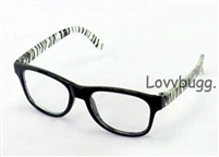Zebra Wayfarer Eyeglasses for American Girl 18 inch or Boy Doll Clothes Accessory