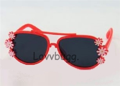 Red Sunglasses White Flowers for American Girl 18 inch Accessory