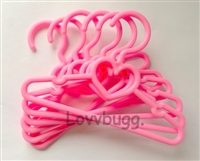 Six Pink Heart Hangers for American Girl 18 inch to Wellie Wishers 14.5" Doll Clothes