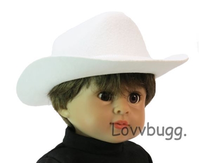 White Felt Cowboy Hat for American Girl 18 inch or Bitty Baby Born Doll Clothes Accessory