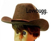Dark Brown Felt Cowgirl Western Cowboy Hat for American Girl 18 inch, Boy or Bitty Baby Born Doll Clothes Accessory