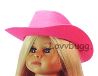 Hot Pink Felt Cowgirl Western Cowboy Hat for American Girl 18 inch, Boy or Bitty Baby Born Doll Clothes Accessory