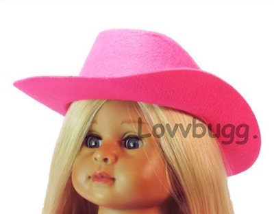 Hot Pink Felt Cowboy Hat for American Girl 18 inch or Bitty Baby Born Doll Clothes Accessory