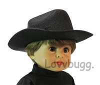 Black Felt Cowgirl Western Cowboy Hat for American Girl 18 inch, Boy or Bitty Baby Born Doll Clothes Accessory