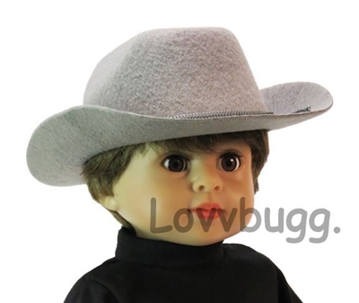 Gray Felt Cowboy Hat for American Girl 18 inch or Bitty Baby Born Doll Clothes Accessory