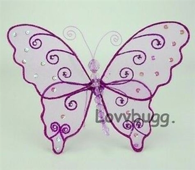 Purple Butterfly Wings 15 to 18 inch Doll Costume Accessory