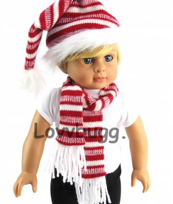 Red / White Stripes Hat / Scarf