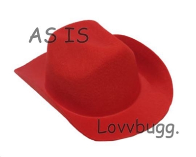 IMPERFECT Red Felt Cowboy Hat for American Girl 18 inch Doll Clothes Costume Accessory