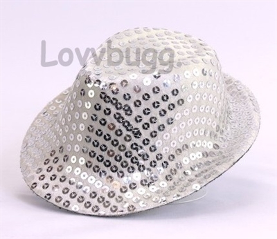 Silver Sequins Fedora Hat for American Girl 18 inch or Boy or Bitty Baby Born Doll Jazz Costume Clothes Accessory