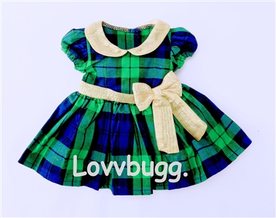 Holiday Plaid Dress Bow for American Girl 18 inch or Baby Doll Clothes