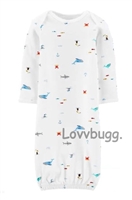 Sea Life Sleep Gown for 15 to 18 inch Bitty Baby Born Doll Clothes