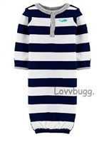 Navy Stripes Henley Sleep Gown for 15 to 18 inch Bitty Baby Born Doll Clothes