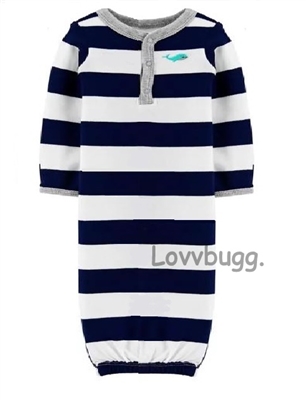 Navy Stripes Baby Gown