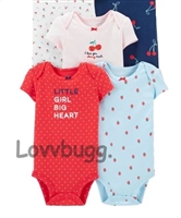 Pink Stripe 'I love you Cherry Much' Onesie for 15 to 18 inch Bitty Baby Born Doll Clothes