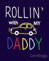 Navy Blue Rollin' with My Daddy Car Onesie for 15 to 18 inch Bitty Baby Born Doll Clothes