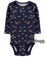 Navy Blue L/S Onesie with Trucks for 15 to 18 inch Bitty Baby Born Doll Clothes