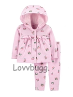 Pink Floral Hoodie Set for 15 to 18 inch Bitty Baby Born Doll Clothes