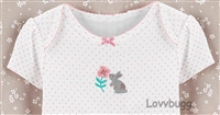 Onesie with Bunny, Pink Flower and Dots for 15 to 18 inch Bitty Baby Born Doll Clothes
