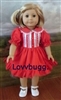 Red Little Girl Dress for American Girl 18 inch or Bitty Baby Born Doll Clothes