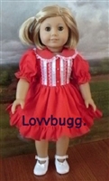 Red Little Girl Dress for American Girl 18 inch or Bitty Baby Born Doll Clothes