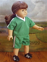 Green and White Soccer Uniform for American Girl 18 inch or Bitty Baby Born Doll Clothes