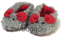 Gray Mouse Slippers for American Girl or Boy and Bitty Baby Born Doll Shoes