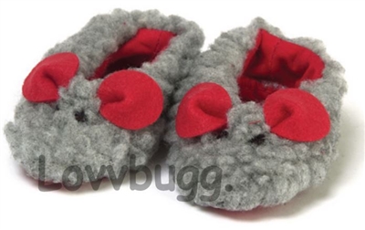Gray Mouse Slippers for American Girl or Boy 18 inch or Baby Doll Shoes