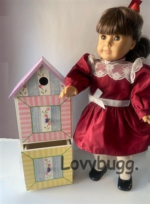 Pastel Stripes and Flowers Birdhouse Chest of Drawers Furniture for American Girl 18 inch Dolls