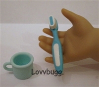 Blue Toothbrush Set for American Girl 18 inch Doll Accessory