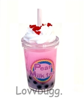 Pearl Milk Tea Pink with Boba Drink for American Girl 18 inch Doll Food Accessory