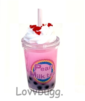 Pink Milk Boba Tea Drink for American Girl 18 inch Doll Food Accessory