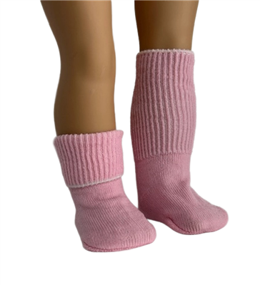 Pink Foldover or Knee Socks for 18 inch American Girl or Baby Doll Clothes Accessory