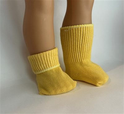 Yellow Foldover or Knee Socks for 18 inch American Girl or Baby Doll Clothes Accessory