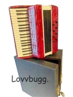 Mini Red Accordion Perfect for American Girl 14 to 18 inch Doll Music Instrument Accessory Collector, Wellie Wishers, BJD
