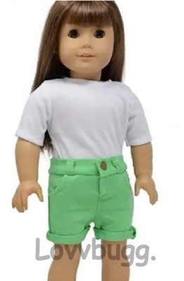 Lime Green Shorts for American Girl, Boy 18 inch or Bitty Baby Born Doll Clothes