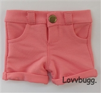 Coral Pink Denim Shorts for American Girl 18 inch or Bitty Baby Born Doll Clothes