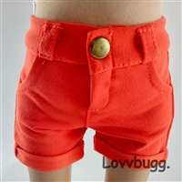Orange Denim Shorts for American Girl 18 inch, Boy or Boy or Bitty Baby Born Doll Clothes