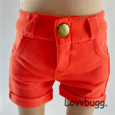 Orange Denim Shorts for American Girl, Boy 18 inch or Bitty Baby Born Doll Clothes
