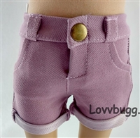 Lavender Denim Shorts for American Girl 18 inch or Bitty Baby Born Doll Clothes