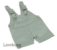 Gray Shortalls Shorts Overalls for American Girl 18 inch, Boy or Boy or Bitty Baby Born Doll Clothes