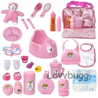 28pc Baby Doll Care Set 2 Diapers Nice for Bitty Baby, Baby Born and Many Others