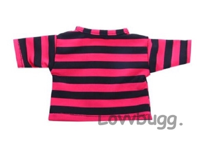 T Shirt Hot Pink-and-Black Stripes for American Girl 18 inch or Baby Doll Clothes
