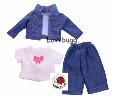 Denim Jacket, Shirt, Pants for American Girl or Boy 18 inch or Bitty Baby Born Doll Clothes