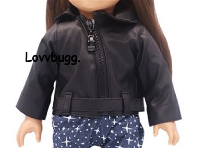 Asymmetric Black Leather Jacket for American Girl 18 inch or Bitty Baby Born Doll Clothes