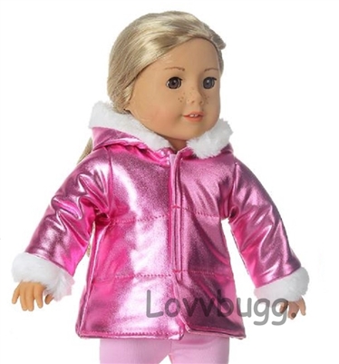 Pink Puffer Jacket Coat for American Girl 18 inch or Bitty Baby Born Doll Clothes