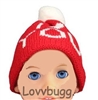 Red Knit I Love You Hat for American Girl 18 inch or Baby Doll Clothes Accessory