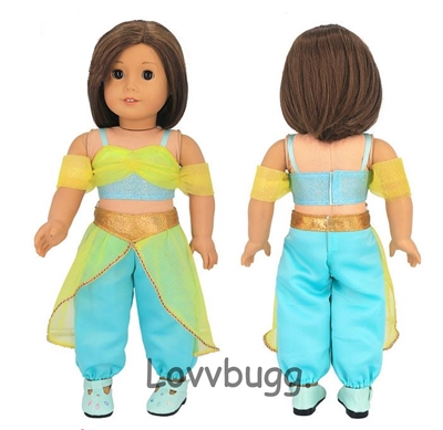 Jasmine Aqua Genie Belly Dancer Costume for American Girl 18 inch Doll Clothes