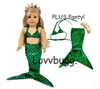 Green Mermaid Costume Swim Suit Set for American Girl 18 inch or Baby Doll Clothes