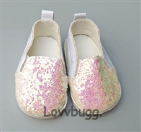 White Iridescent Glitter Sneakers for American Girl 18 inch or Bitty Baby Born Doll Shoes Accessory
